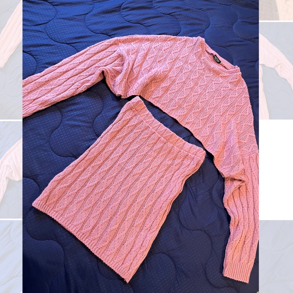 Nasty Gal 2 Piece Crop Top Knit Sweater Dress Small Gently Used